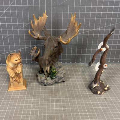 3 RESIN Wild Life Small Statues