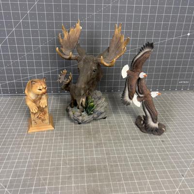 3 RESIN Wild Life Small Statues