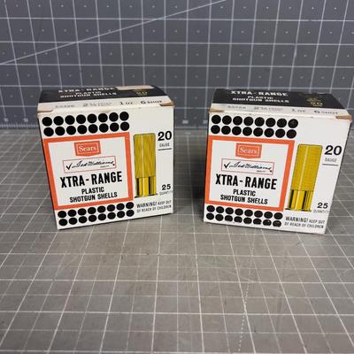 2 Boxes of SEARS Extra Range 20 Guage Shot Gun Shells, New Old Stock. 