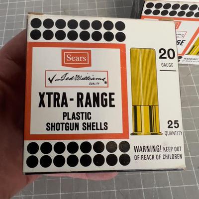 2 Boxes of SEARS Extra Range 20 Guage Shot Gun Shells, New Old Stock. 
