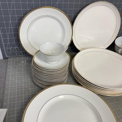 Mix of Gold Rimmed China; 3 Different Patterns, Partial