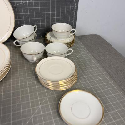 Mix of Gold Rimmed China; 3 Different Patterns, Partial