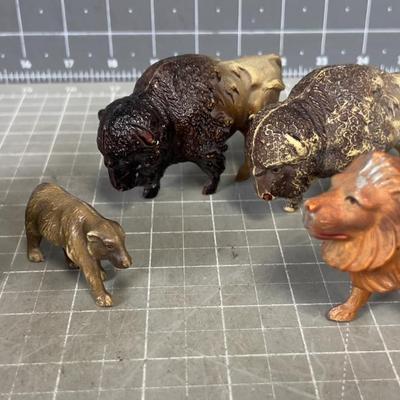 Antique Celluloid Animals; Buffalo Bear and Lion, Oh My!