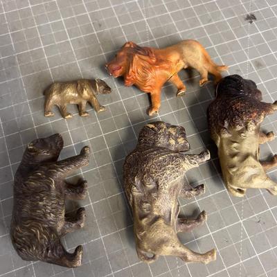 Antique Celluloid Animals; Buffalo Bear and Lion, Oh My!