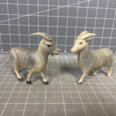 Antique Celluloid Animals; Goats