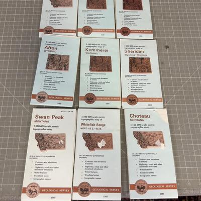 Montana & Wyoming Topographic Maps LOTS (9 Maps) All Montana & Wyoming. 