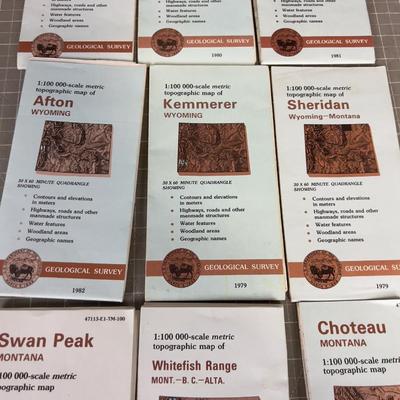 Montana & Wyoming Topographic Maps LOTS (9 Maps) All Montana & Wyoming. 