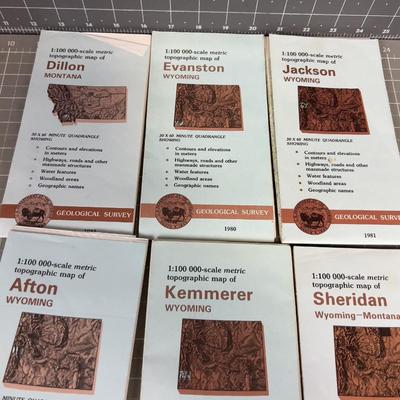Montana & Wyoming Topographic Maps LOTS (9 Maps) All Montana & Wyoming. 
