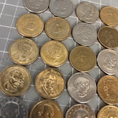 45 Dollars in Mixed Coins. Presidential, Sacajawea Susan B Anthony and Eisenhower