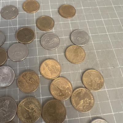 45 Dollars in Mixed Coins. Presidential, Sacajawea Susan B Anthony and Eisenhower