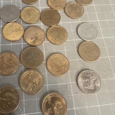 45 Dollars in Mixed Coins. Presidential, Sacajawea Susan B Anthony and Eisenhower
