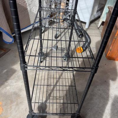 Black Bakers Rack with Wheels 