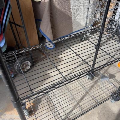 Black Bakers Rack with Wheels 