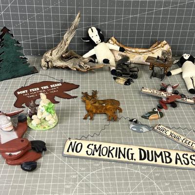 Little Grouping of Décor and Other; Cows, Trees, Signs 