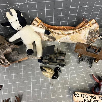 Little Grouping of Décor and Other; Cows, Trees, Signs 