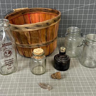 Tisket Tasket: Antique Bottles with a Basket