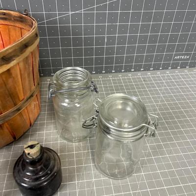 Tisket Tasket: Antique Bottles with a Basket