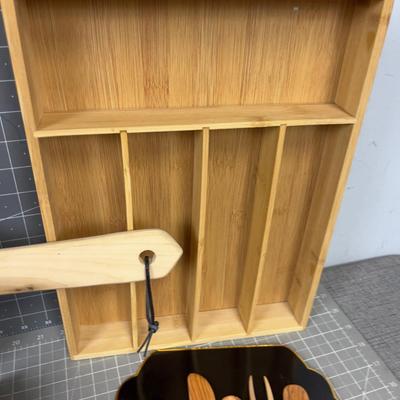 Kitchen WOODEN Items; Trivets, Cedar Plank, Utensils Etc.