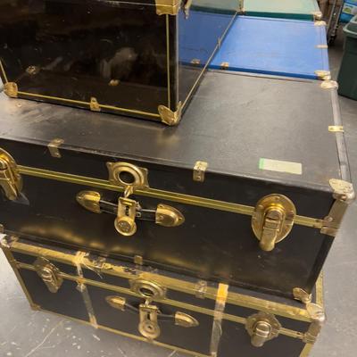 (7) Pile of Foot Locker Style Trunks 