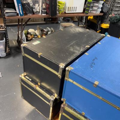 (7) Pile of Foot Locker Style Trunks 