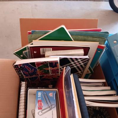 SEVERAL SIZES OF SPIRAL NOTEBOOKS, 3 RING BINDERS AND OTHER OFFICE SUPPLIES