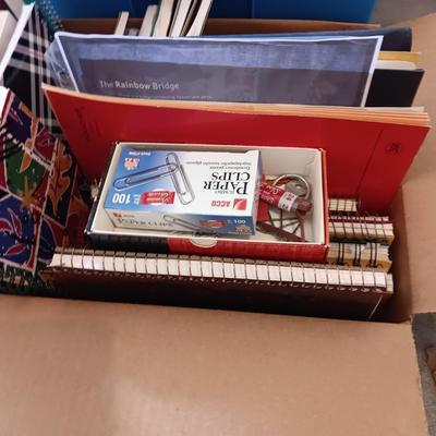 SEVERAL SIZES OF SPIRAL NOTEBOOKS, 3 RING BINDERS AND OTHER OFFICE SUPPLIES
