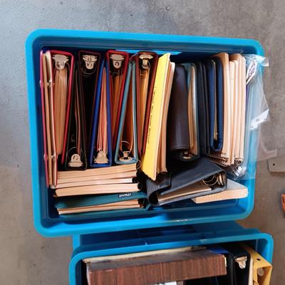 SEVERAL SIZES OF SPIRAL NOTEBOOKS, 3 RING BINDERS AND OTHER OFFICE SUPPLIES