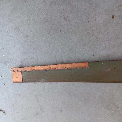 WOODEN PLANE PROPELLER WITH COPPER SHEETING ON EACH END