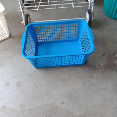 FOLDING CART, SMALL TRASH CAN AND PLASTIC BASKETS