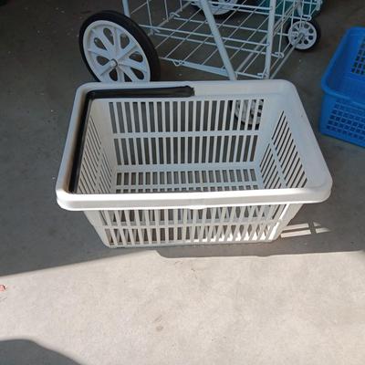 FOLDING CART, SMALL TRASH CAN AND PLASTIC BASKETS