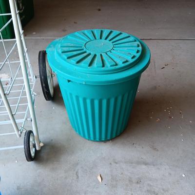 FOLDING CART, SMALL TRASH CAN AND PLASTIC BASKETS