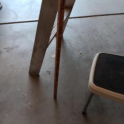 6 FOOT ALUMINUM LADDER AND A STEP STOOL