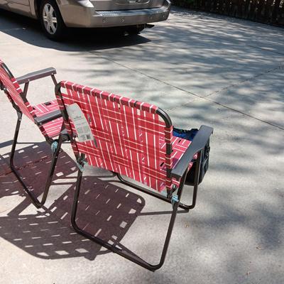 2 NEW WEB FOLDING CHAIRS AND 2 SOFT SIDED COOLERS
