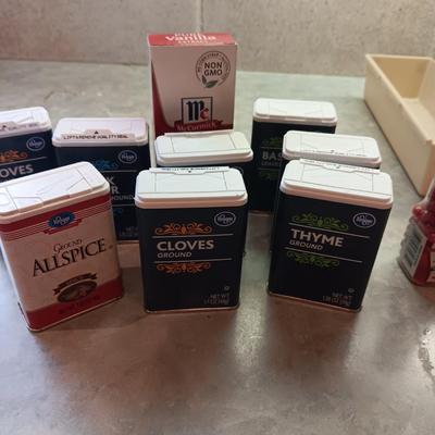 A VARIETY OF SPICES AND A SET OF SHAKERS