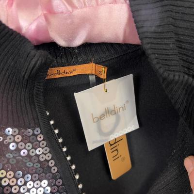 BELLDINI Small Black Cotton Sequin Women's Sweater