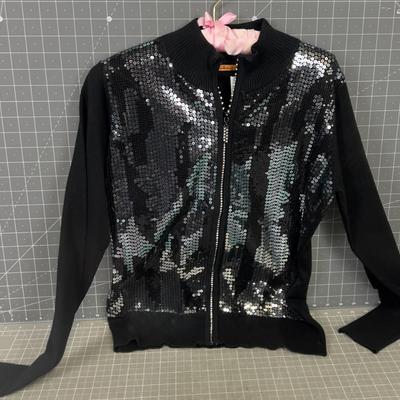 BELLDINI Small Black Cotton Sequin Women's Sweater
