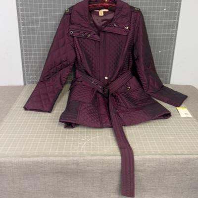 Small Burgandy Covington  Outwear Coat with Belt QUILTED 