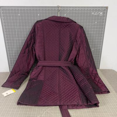 Small Burgandy Covington  Outwear Coat with Belt QUILTED 