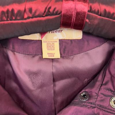 Small Burgandy Covington  Outwear Coat with Belt QUILTED 