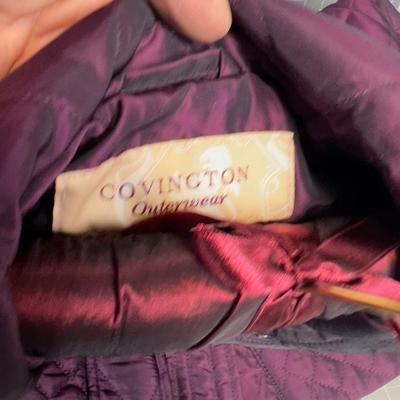 Small Burgandy Covington  Outwear Coat with Belt QUILTED 