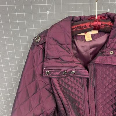 Small Burgandy Covington  Outwear Coat with Belt QUILTED 