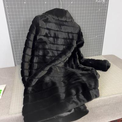 Gallery Small Black Faux Fur Long Coat 