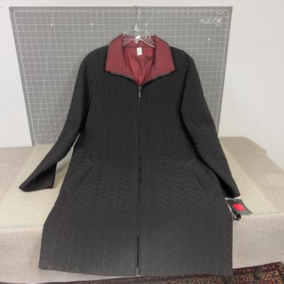 Gallery Small Black  and Burgundy Reversible Pea Coat 