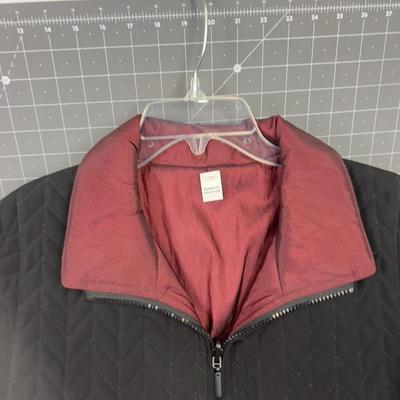 Gallery Small Black  and Burgundy Reversible Pea Coat 