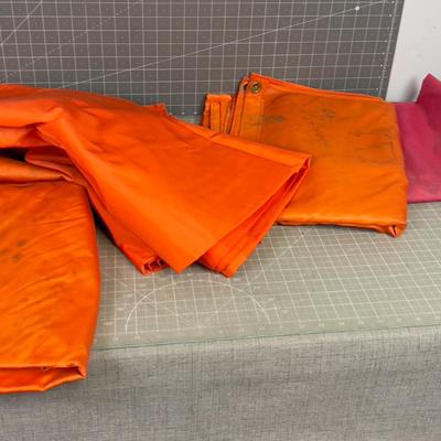 (4) Nylon Tarps 56 x 88 Orange with Gromets on one End