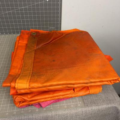 (4) Nylon Tarps 56 x 88 Orange with Gromets on one End