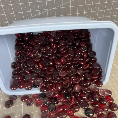 Small Tub full of Red Glass Decorative 