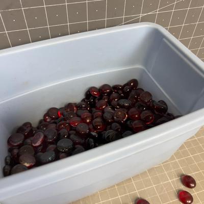 Small Tub full of Red Glass Decorative 