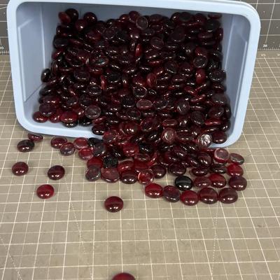Small Tub full of Red Glass Decorative 