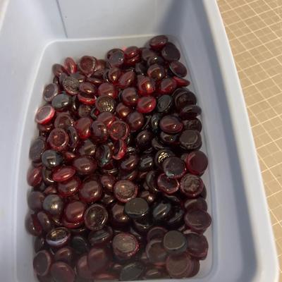 Small Tub full of Red Glass Decorative 